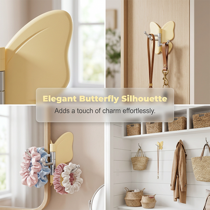 🦋Rotatable butterfly hook – no drilling needed, 3 arms for all your accessories, keeps everything organized