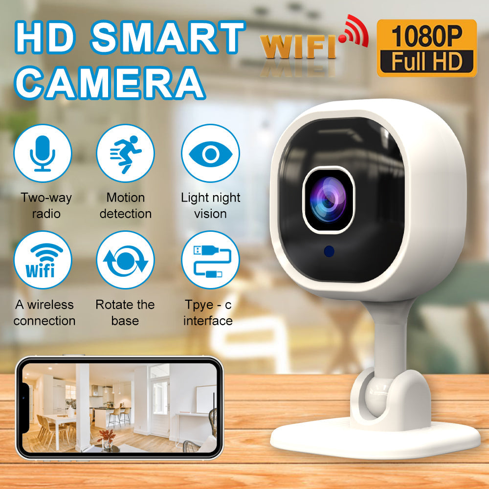 📹🔒Wireless Smart HD Security Camera – 360° rotation, night vision & 2‑way audio