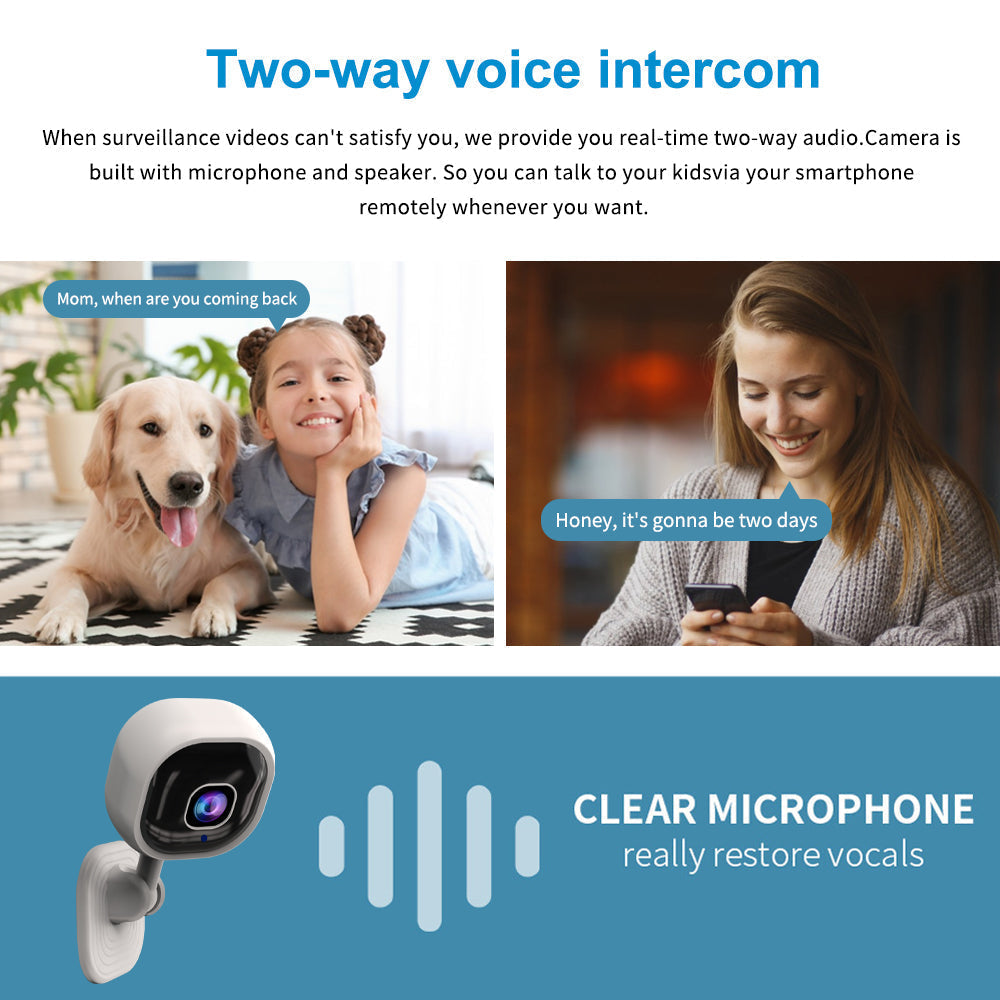 📹🔒Wireless Smart HD Security Camera – 360° rotation, night vision & 2‑way audio
