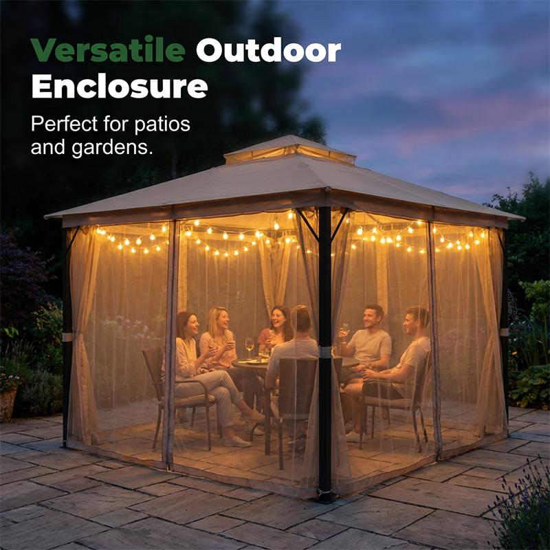 🌞Multifunctional garden parasol with mosquito net, windproof, rainproof, and provides sun protection
