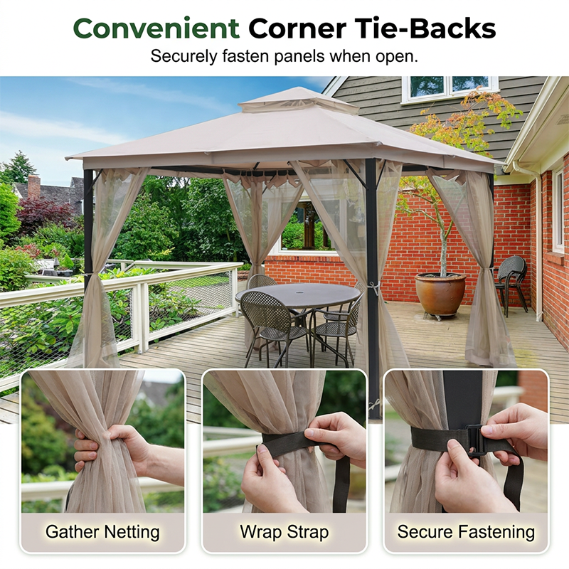 🌞Multifunctional garden parasol with mosquito net, windproof, rainproof, and provides sun protection