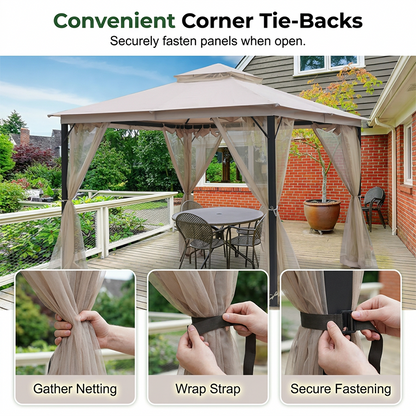 🌞Multifunctional garden parasol with mosquito net, windproof, rainproof, and provides sun protection