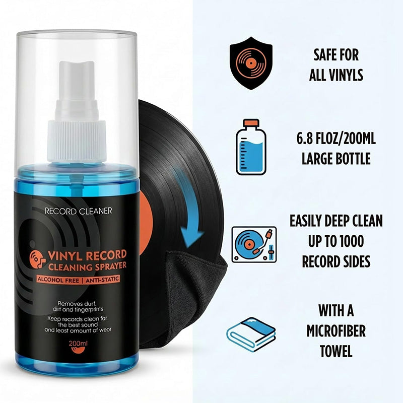 💥Anti-Static Vinyl Record Cleaning Spray – Dust Removal, Alcohol-Free, Easy Mist