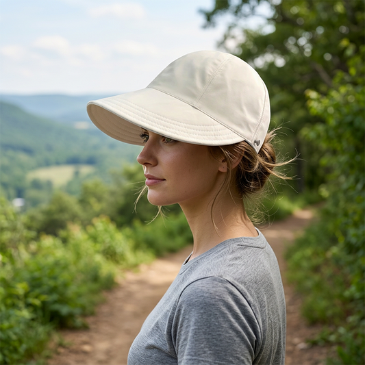 👒☀️Women Breathable Ponytail Sun Hat, Wide Brim Adjustable UV Protection Outdoor Visor Cap