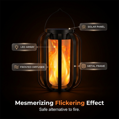 🏮☀️ Solar Flickering Flame Lantern – Waterproof & auto-on – Realistic warm glow, perfect for patios, gardens or pathways – no wiring needed 🌙