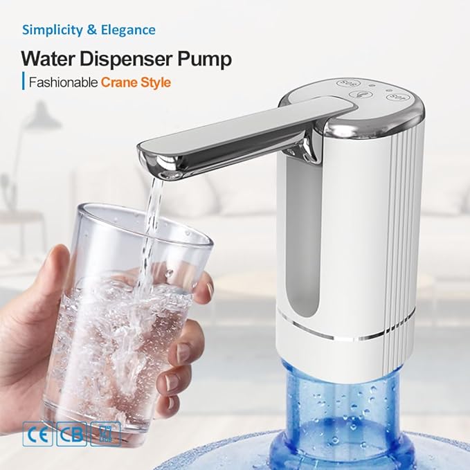 Automatic dispenser pump – multifunctional, silent & perfect for home, office, summer cottage & camping, fits most standard bottles