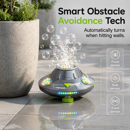🛸 SMART ROTATING UFO BUBBLE MACHINE — 360° Auto-Rotation | Rechargeable | RGB Lights & Remote