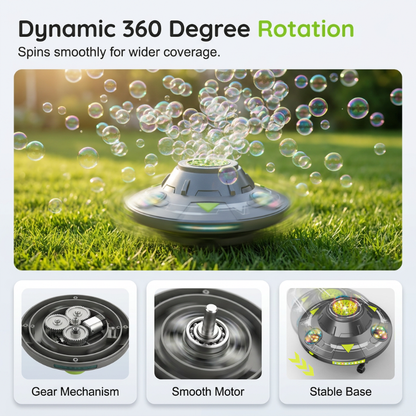 🛸 SMART ROTATING UFO BUBBLE MACHINE — 360° Auto-Rotation | Rechargeable | RGB Lights & Remote