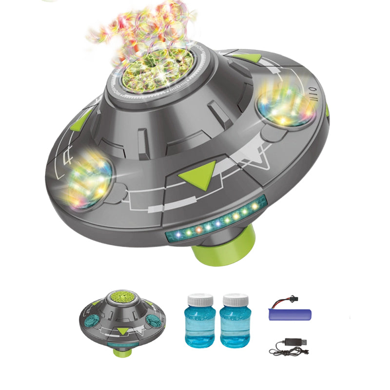 🛸 SMART ROTATING UFO BUBBLE MACHINE — 360° Auto-Rotation | Rechargeable | RGB Lights & Remote