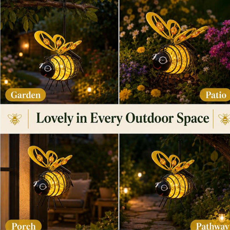 🌞🌜Hanging Solar Bee Light – Warm Amber Glow, Flicker-Free, Perfect for Garden Parties, Camping, or Kids’ Rooms – Spread Joy Day and Night