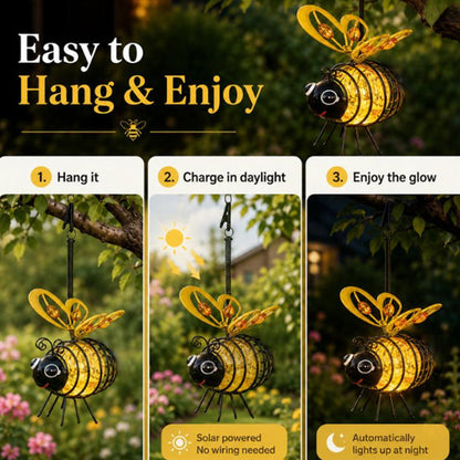 🌞🌜Hanging Solar Bee Light – Warm Amber Glow, Flicker-Free, Perfect for Garden Parties, Camping, or Kids’ Rooms – Spread Joy Day and Night