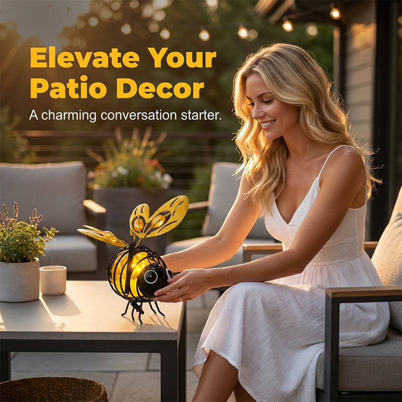 🌞🌜Hanging Solar Bee Light – Warm Amber Glow, Flicker-Free, Perfect for Garden Parties, Camping, or Kids’ Rooms – Spread Joy Day and Night