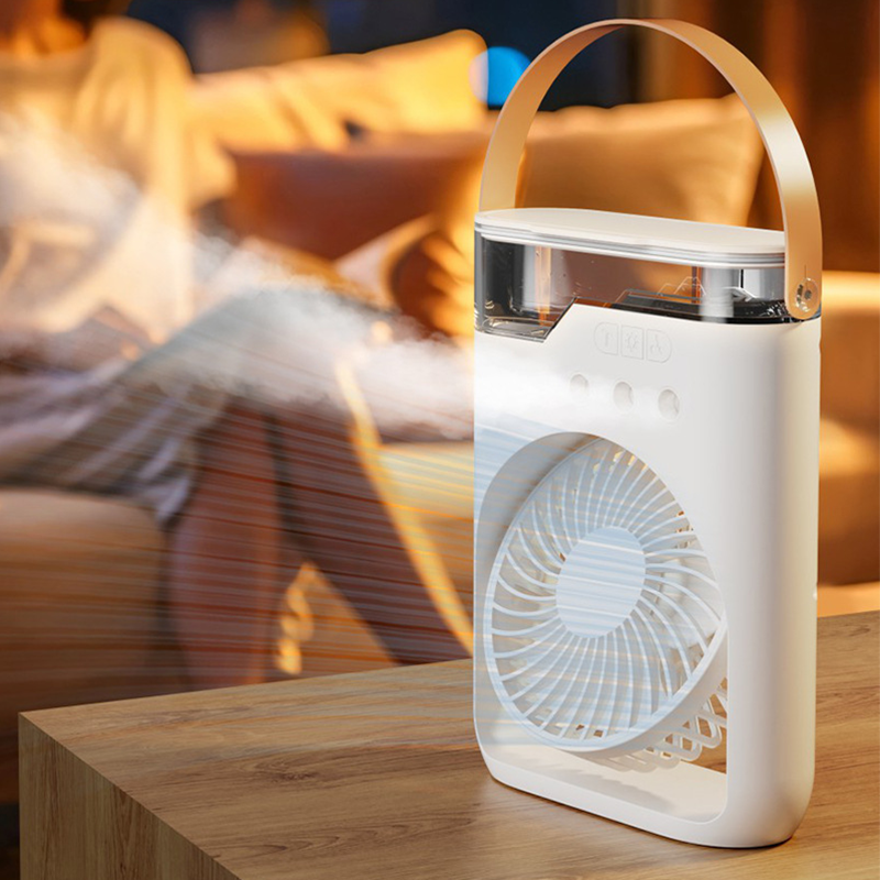 ❄️New 3 In 1 Fan AIr Conditioner Household Mini Air Cooler LED Night Light Portable Humidifier Air Adjustment Fan Office Home Fan Usb Black outdoor Cable Colorful