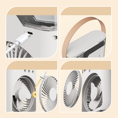 ❄️New 3 In 1 Fan AIr Conditioner Household Mini Air Cooler LED Night Light Portable Humidifier Air Adjustment Fan Office Home Fan Usb Black outdoor Cable Colorful