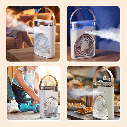 ❄️New 3 In 1 Fan AIr Conditioner Household Mini Air Cooler LED Night Light Portable Humidifier Air Adjustment Fan Office Home Fan Usb Black outdoor Cable Colorful