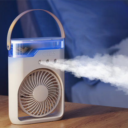 ❄️New 3 In 1 Fan AIr Conditioner Household Mini Air Cooler LED Night Light Portable Humidifier Air Adjustment Fan Office Home Fan Usb Black outdoor Cable Colorful