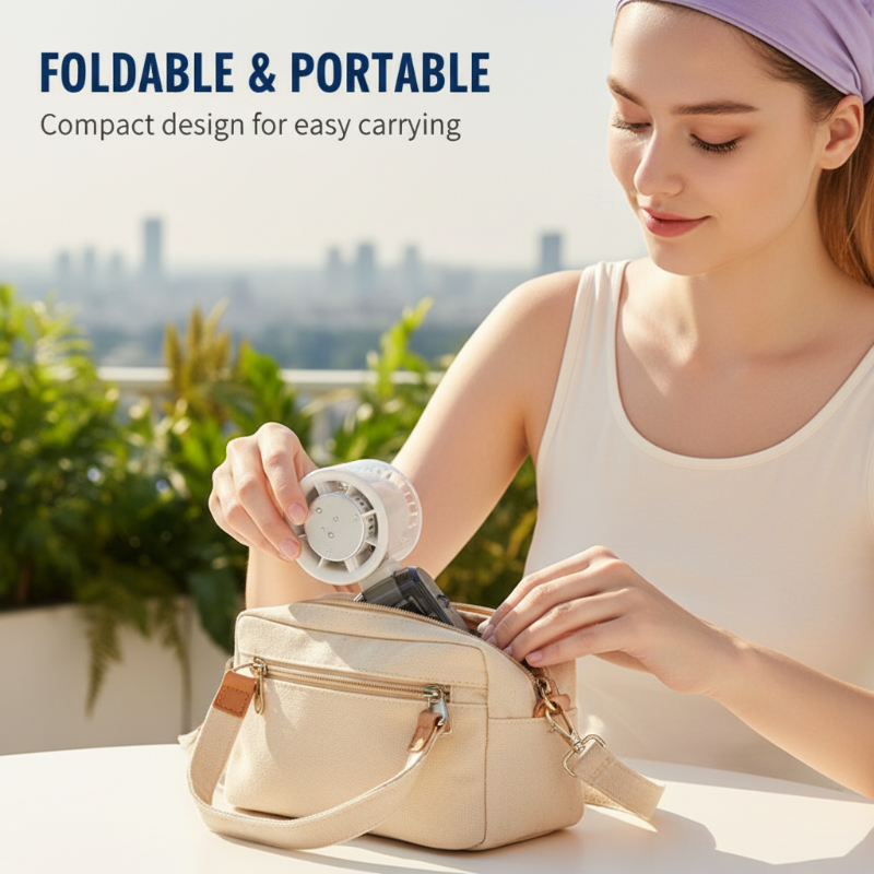 ❄️3-in-1 Foldable Transparent Handheld Fan with 100 Speeds ️ 1800mAh Portable Turbo Fan with LED Torch & SOS Light | 13,000RPM High Speed Refrigeration Fan for Travel & Camping