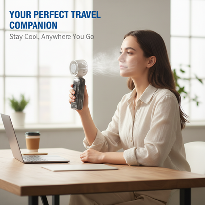 ❄️3-in-1 Foldable Transparent Handheld Fan with 100 Speeds ️ 1800mAh Portable Turbo Fan with LED Torch & SOS Light | 13,000RPM High Speed Refrigeration Fan for Travel & Camping