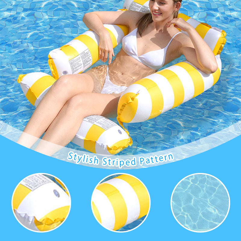 🌊Inflatable Pool Float Chair Lounge for Adults and Kids Floating,Stripe Pattern Float Hammock for Pool Party Summer Water Fun