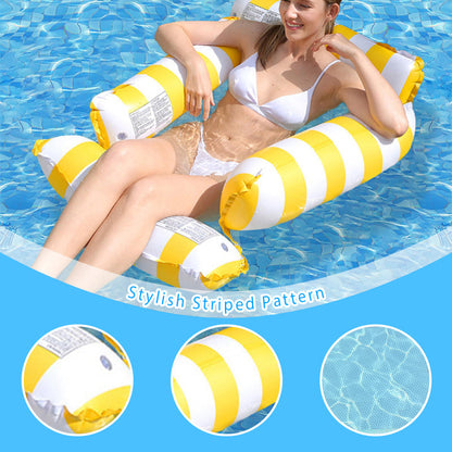 🌊Inflatable Pool Float Chair Lounge for Adults and Kids Floating,Stripe Pattern Float Hammock for Pool Party Summer Water Fun