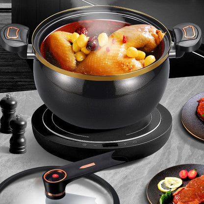 Large Capacity Stockpot with Twist Lock Handle for Quick Cooking, Non-Stick 8L Multi-Purpose Cooking Pot
