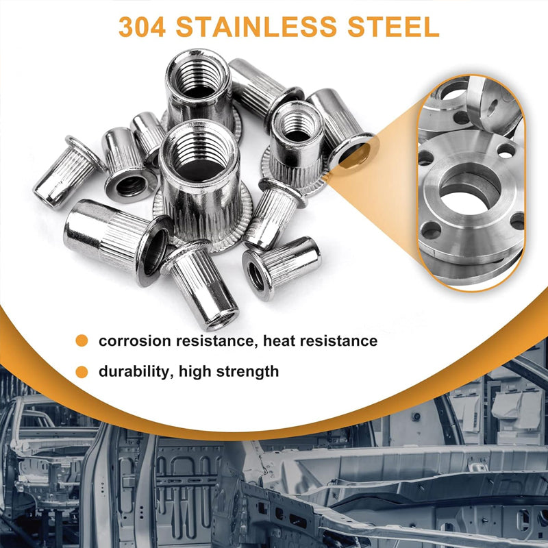 ✨ Flat Head Threaded Insert Nut Rivet Nuts Set – Multi-Size, Corrosion Resistant, Easy Install 🛠️