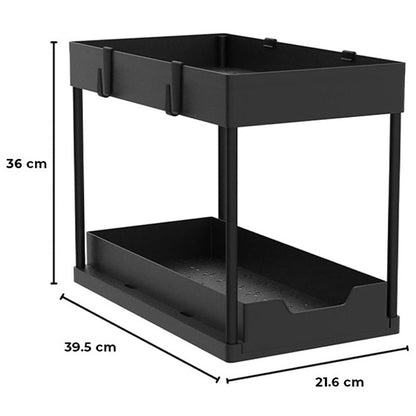 ✨2-Tier Sliding Organizer, Multi-Purpose Storage for Bathroom & Kitchen