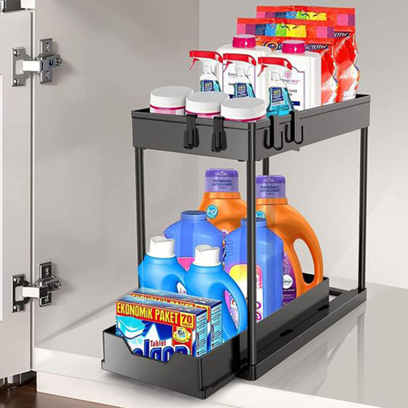 ✨2-Tier Sliding Organizer, Multi-Purpose Storage for Bathroom & Kitchen