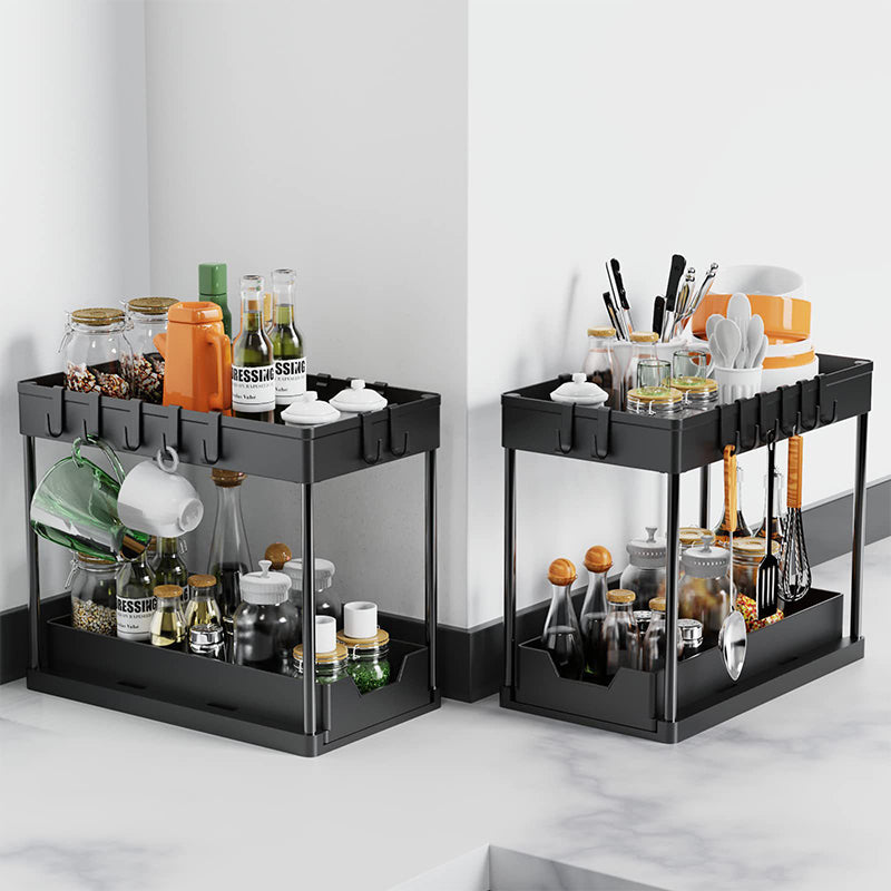 ✨2-Tier Sliding Organizer, Multi-Purpose Storage for Bathroom & Kitchen