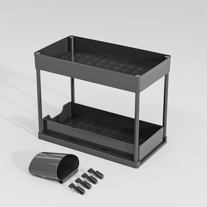 ✨2-Tier Sliding Organizer, Multi-Purpose Storage for Bathroom & Kitchen