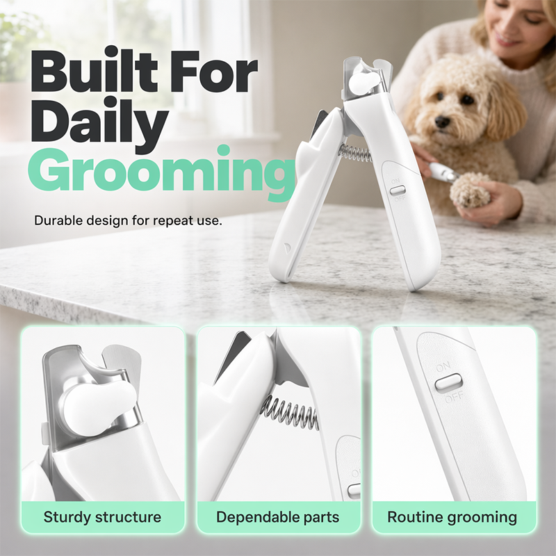 Pet Nail Clipper with LED Light and Stainless Steel Blades