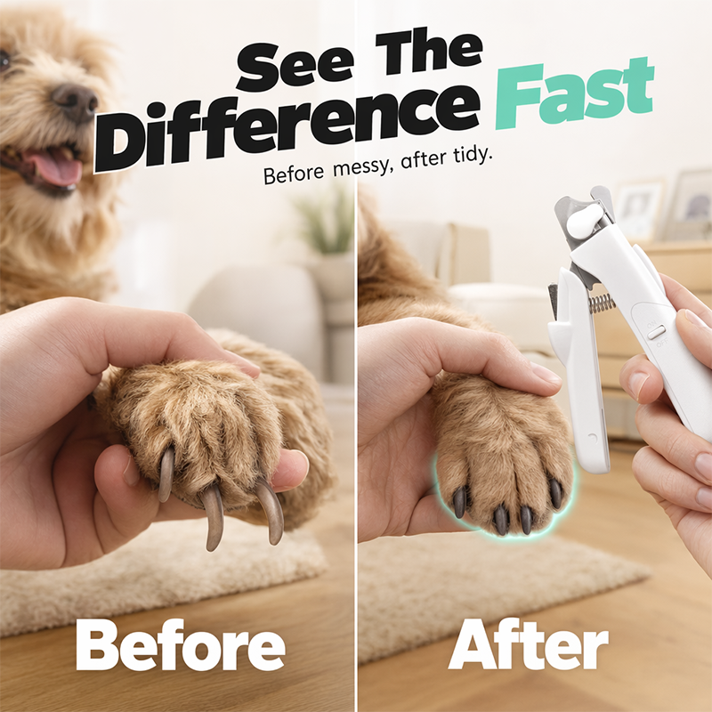 Pet Nail Clipper with LED Light and Stainless Steel Blades