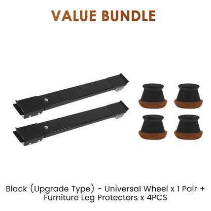 Adjustable Furniture Moving Roller Wheels for Washing Machine Refrigerator Stand with Brake Rolling Base Wheels
