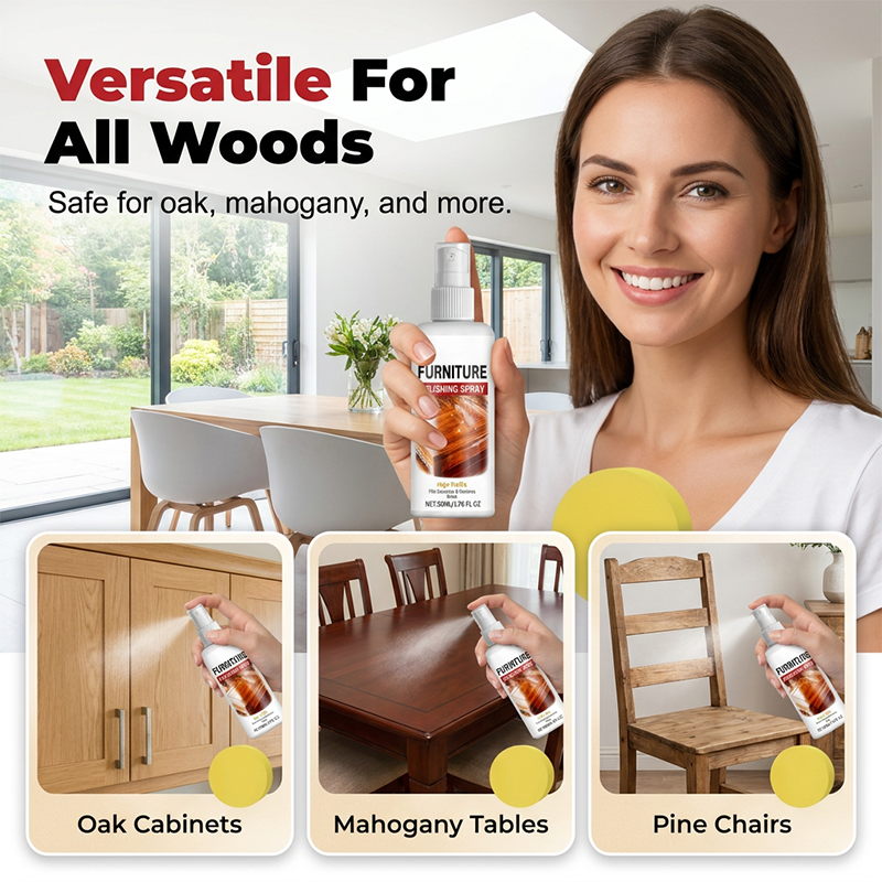 💎Furniture Polish Spray – Instantly restores wood shine, nourishes & protects. Includes soft sponge. Brings old furniture back to life! 💫🛋️