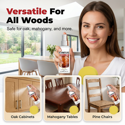 💎Furniture Polish Spray – Instantly restores wood shine, nourishes & protects. Includes soft sponge. Brings old furniture back to life! 💫🛋️
