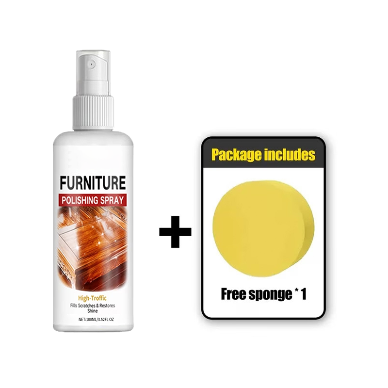 💎Furniture Polish Spray – Instantly restores wood shine, nourishes & protects. Includes soft sponge. Brings old furniture back to life! 💫🛋️