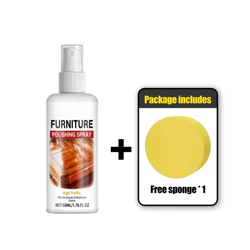 💎Furniture Polish Spray – Instantly restores wood shine, nourishes & protects. Includes soft sponge. Brings old furniture back to life! 💫🛋️
