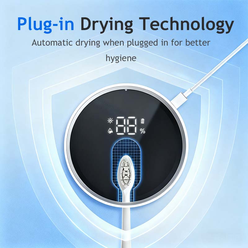 💎UV Toothbrush Sanitizer Wall Mounted - Rechargeable with LED Smart Screen