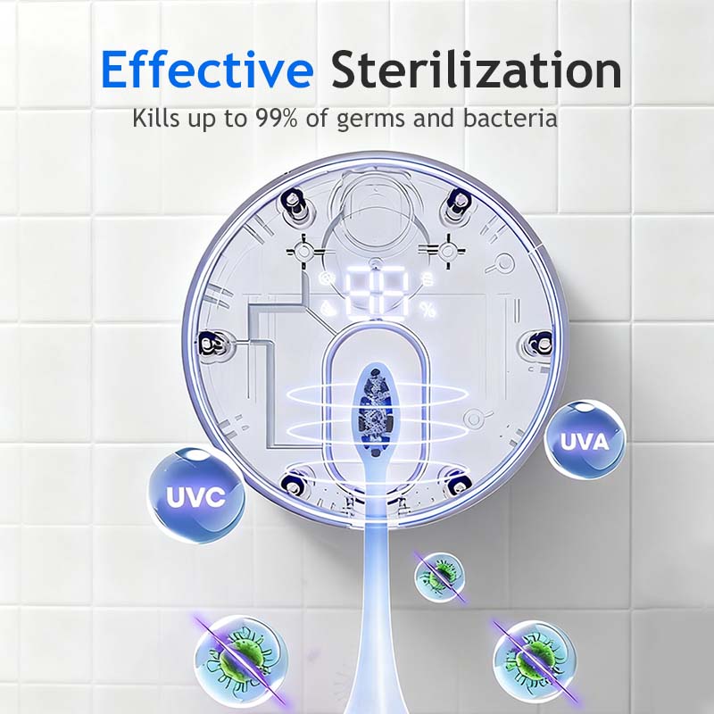 💎UV Toothbrush Sanitizer Wall Mounted - Rechargeable with LED Smart Screen