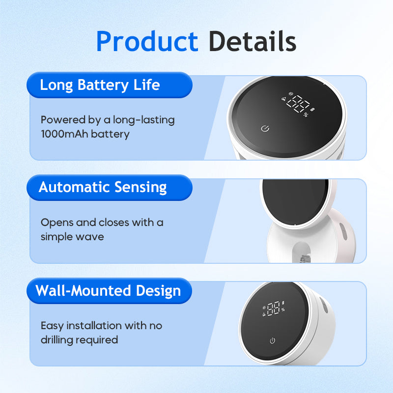 💎UV Toothbrush Sanitizer Wall Mounted - Rechargeable with LED Smart Screen