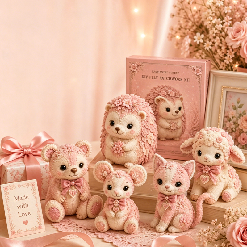 🎁Pink Enchanted Forest DIY Felt Patchwork Kit