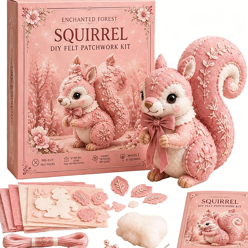 🎁Pink Enchanted Forest DIY Felt Patchwork Kit