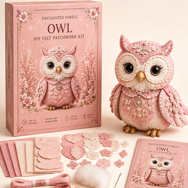 🎁Pink Enchanted Forest DIY Felt Patchwork Kit