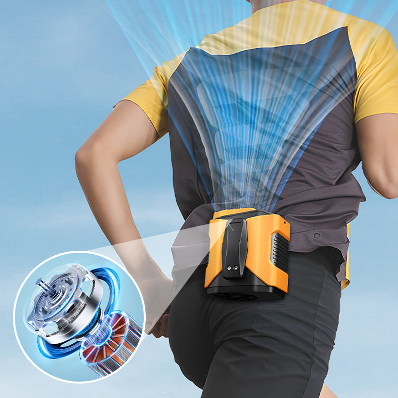 🌀6000mAh Multifuntion Waist Fan with 100 Speeds & Flashlight