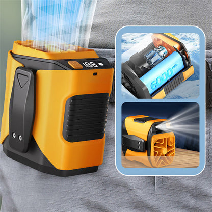 🌀6000mAh Multifuntion Waist Fan with 100 Speeds & Flashlight
