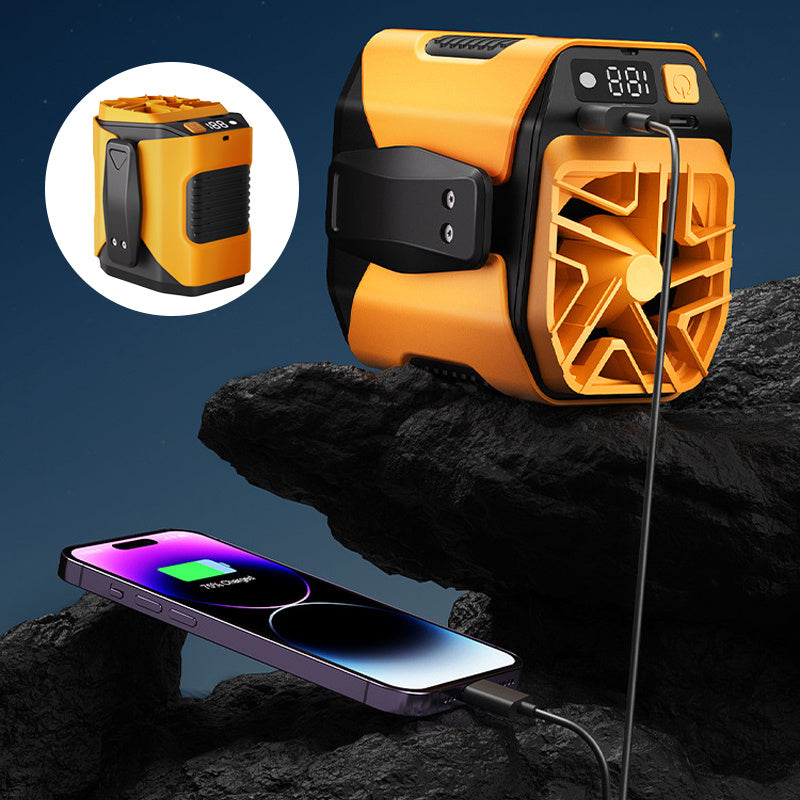 🌀6000mAh Multifuntion Waist Fan with 100 Speeds & Flashlight