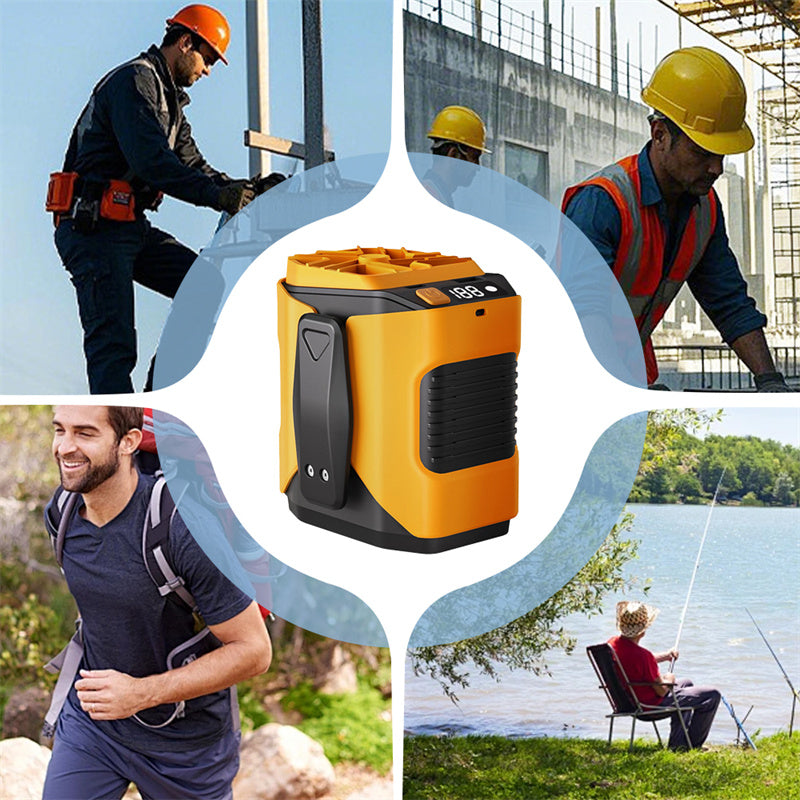 🌀6000mAh Multifuntion Waist Fan with 100 Speeds & Flashlight