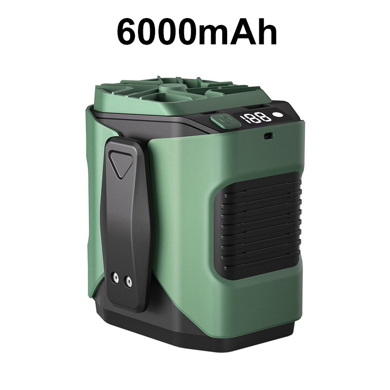 🌀6000mAh Multifuntion Waist Fan with 100 Speeds & Flashlight