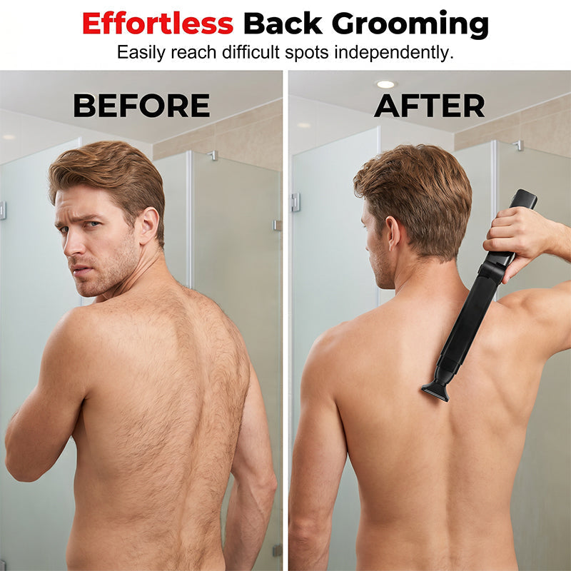 🪒💪 50% OFF! Reach-Anywhere Body Trimmer – Extendable handle, precision heads. Trim back, chest & legs yourself – no help needed! 🧔✨