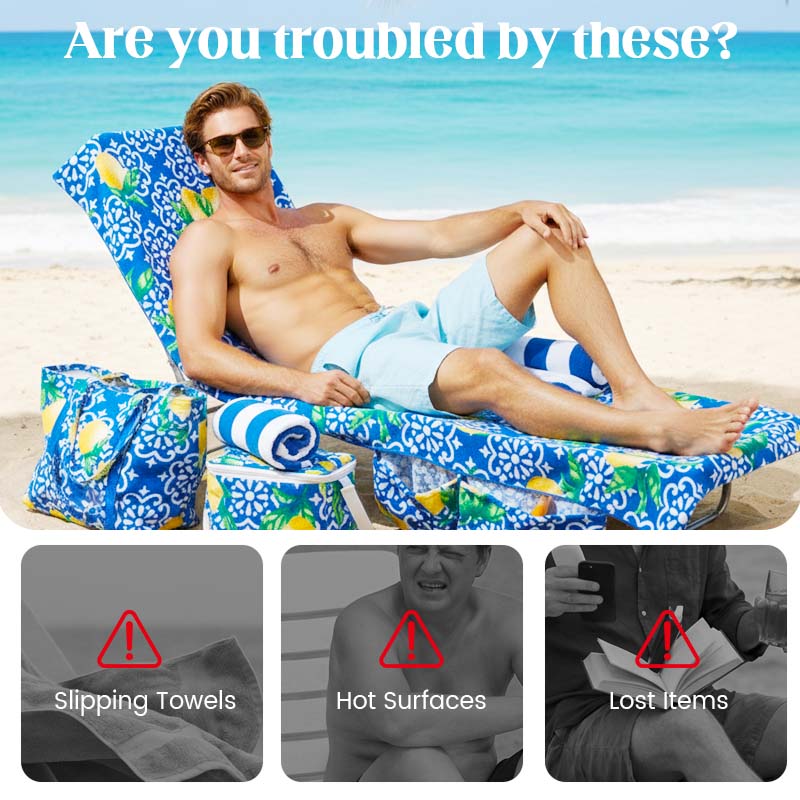 🏖️🛋️2-in-1 Beach Chaise Lounge Cover with Side Pockets